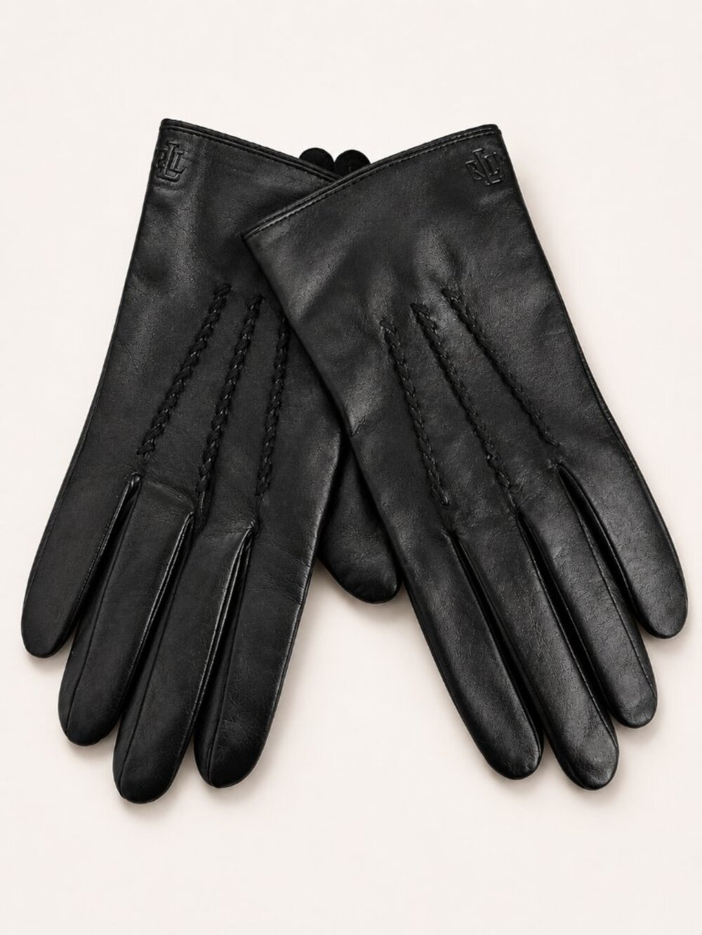 Lauren Ralph Lauren Black Leather Gloves Womens XL Winter Driving Soft Leather